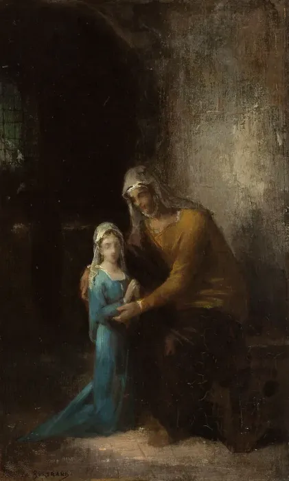 Framed Print : Sketch for the church of Saint-Louis-d'Antin - the Education of the Virgin, 1872. Creator: James Bertrand Framed Print : Sketch for the church of Saint-Louis-d'Antin - the Education of the Virgin, 1872. Creator: James Bertrand