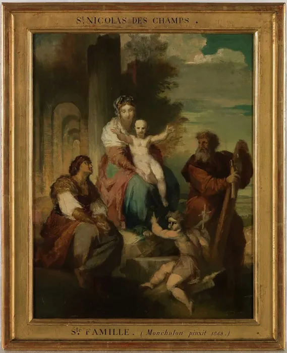 Framed Print : Sketch for the church of Saint-Nicolas-des-Champs: the Holy Family, 1882. Creator: Xavier-Alphonse Monchablon Framed Print : Sketch for the church of Saint-Nicolas-des-Champs: the Holy Family, 1882. Creator: Xavier-Alphonse Monchablon