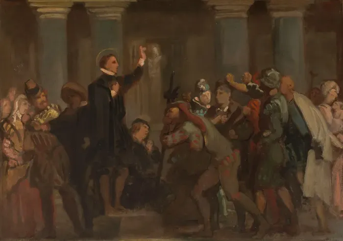 Framed Print : Sketch for the church of Saint-Séverin: the childhood of Saint Francis de Sales... c.1852. Creator: Victor-Louis Mottez Framed Print : Sketch for the church of Saint-Séverin: the childhood of Saint Francis de Sales... c.1852. Creator: Victor-Louis Mottez