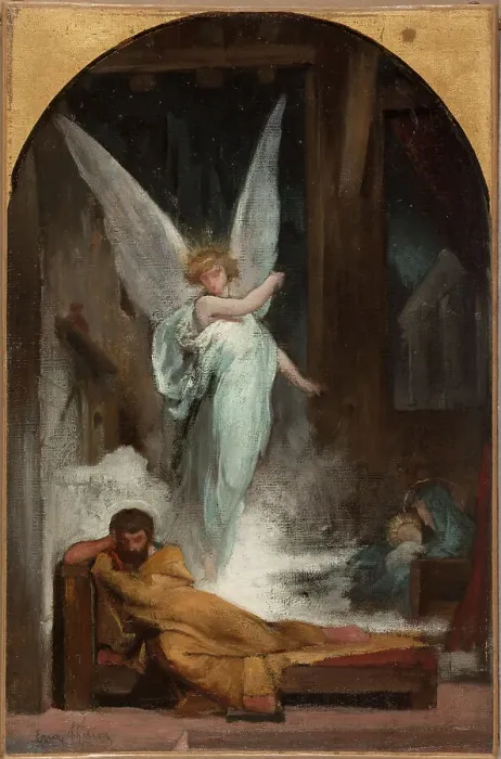 Framed Print : Sketch for the church of the Trinity : the dream of St Joseph, 1870. Creator: Eugène Romain Thirion Framed Print : Sketch for the church of the Trinity : the dream of St Joseph, 1870. Creator: Eugène Romain Thirion