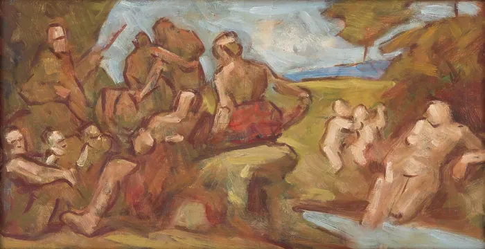 Framed Print : Sketch of Composition with Bathing People, 1910-1930. Creator: Milan Thomka Mitrovsky Framed Print : Sketch of Composition with Bathing People, 1910-1930. Creator: Milan Thomka Mitrovsky