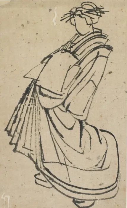 Framed Print : Sketch of a courtesan, late 18th-early 19th century. Creator: Hokusai Framed Print : Sketch of a courtesan, late 18th-early 19th century. Creator: Hokusai