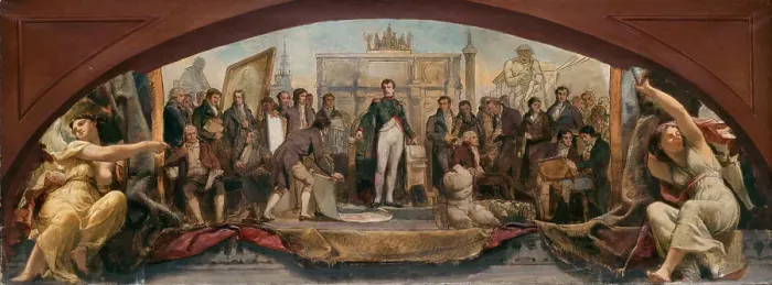 Framed Print : Sketch for the Denon pavilion at the Louvre: the four artistic ages of France... c.1864. Creator: Charles Louis Lucien Muller Framed Print : Sketch for the Denon pavilion at the Louvre: the four artistic ages of France... c.1864. Creator: Charles Louis Lucien Muller