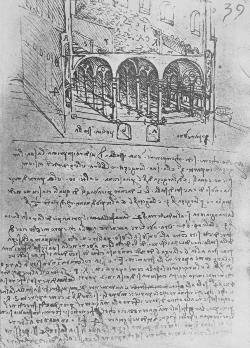 Framed Print : Sketch Design for a Stable, c1480 (1945). Artist: Leonardo da Vinci Framed Print : Sketch Design for a Stable, c1480 (1945). Artist: Leonardo da Vinci