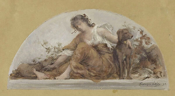 Sketch for the dining room of the Hotel de Ville: The Hunt or Autumn, 1893. Creator: Francois Lafon