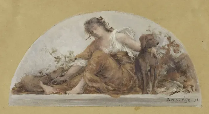 Framed Print : Sketch for the dining room of the Hotel de Ville: The Hunt or Autumn, 1893. Creator: Francois Lafon Framed Print : Sketch for the dining room of the Hotel de Ville: The Hunt or Autumn, 1893. Creator: Francois Lafon