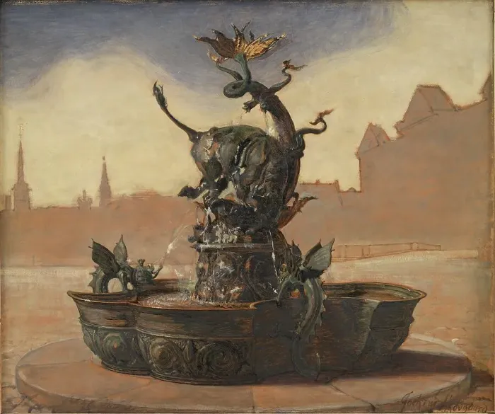 Framed Print : Sketch for Dragespringvandet (the Dragon Fountain);Competition entry for a fountain in...1871-1909. Creator: Joakim Skovgaard Framed Print : Sketch for Dragespringvandet (the Dragon Fountain);Competition entry for a fountain in...1871-1909. Creator: Joakim Skovgaard