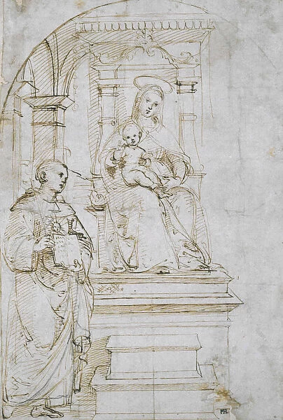 Sketch for an enthroned Virgin and Child with Saint Nicholas of Tolentino, c. 1504. Artist: Raphael (1483-1520)