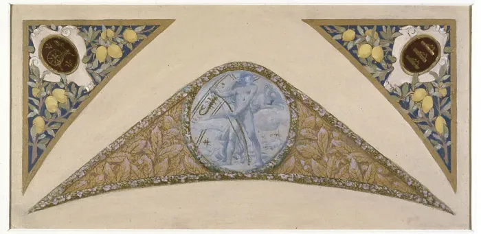 Framed Print : Sketch for the festival staircase at the Hotel de Ville in Paris: Cancer, between 1888 and 1898. Creator: Luc Olivier Merson Framed Print : Sketch for the festival staircase at the Hotel de Ville in Paris: Cancer, between 1888 and 1898. Creator: Luc Olivier Merson