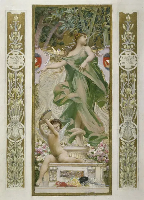 Framed Print : Sketch for the festival staircase at the Hotel de Ville in Paris: Dancing, c1888-1898. Creator: Luc Olivier Merson Framed Print : Sketch for the festival staircase at the Hotel de Ville in Paris: Dancing, c1888-1898. Creator: Luc Olivier Merson