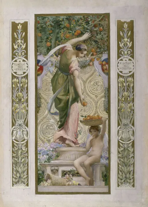 Framed Print : Sketch for the Festival Staircase at the Hotel de Ville in Paris: Fruit, beginning 1889-1898. Creator: Luc Olivier Merson Framed Print : Sketch for the Festival Staircase at the Hotel de Ville in Paris: Fruit, beginning 1889-1898. Creator: Luc Olivier Merson