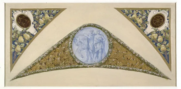 Framed Print : Sketch for the festival staircase at the Hotel de Ville in Paris: Gemini, between 1888 and 1898. Creator: Luc Olivier Merson Framed Print : Sketch for the festival staircase at the Hotel de Ville in Paris: Gemini, between 1888 and 1898. Creator: Luc Olivier Merson
