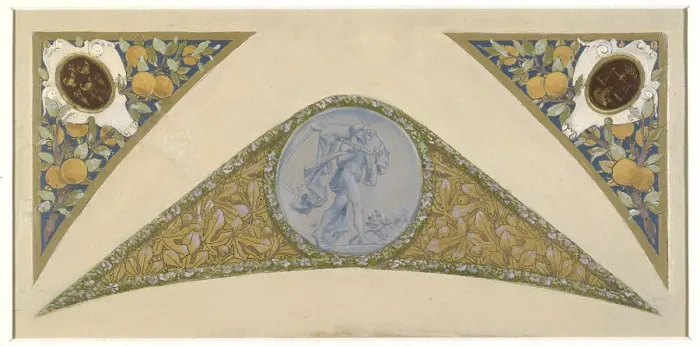 Framed Print : Sketch for the festival staircase at the Hotel de Ville in Paris: Leo, between 1888 and 1898. Creator: Luc Olivier Merson Framed Print : Sketch for the festival staircase at the Hotel de Ville in Paris: Leo, between 1888 and 1898. Creator: Luc Olivier Merson