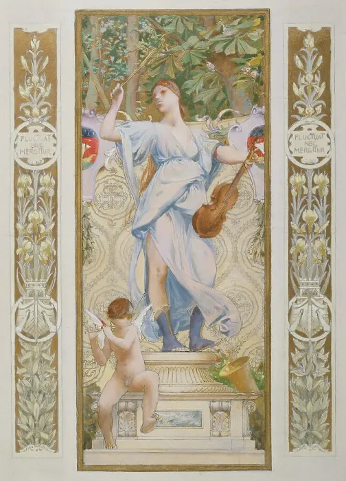 Framed Print : Sketch for the Festival Staircase at the Hotel de Ville in Paris: Music, c1888-1898. Creator: Luc Olivier Merson Framed Print : Sketch for the Festival Staircase at the Hotel de Ville in Paris: Music, c1888-1898. Creator: Luc Olivier Merson
