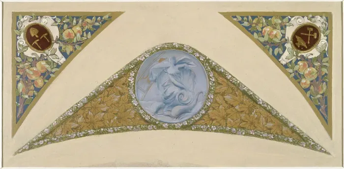 Framed Print : Sketch for the festival staircase at the Hotel de Ville in Paris: Pisces, between 1888 and 1898. Creator: Luc Olivier Merson Framed Print : Sketch for the festival staircase at the Hotel de Ville in Paris: Pisces, between 1888 and 1898. Creator: Luc Olivier Merson