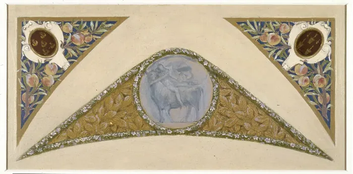 Framed Print : Sketch for the festival staircase at the Hotel de Ville in Paris: Taurus, c1888-1898. Creator: Luc Olivier Merson Framed Print : Sketch for the festival staircase at the Hotel de Ville in Paris: Taurus, c1888-1898. Creator: Luc Olivier Merson