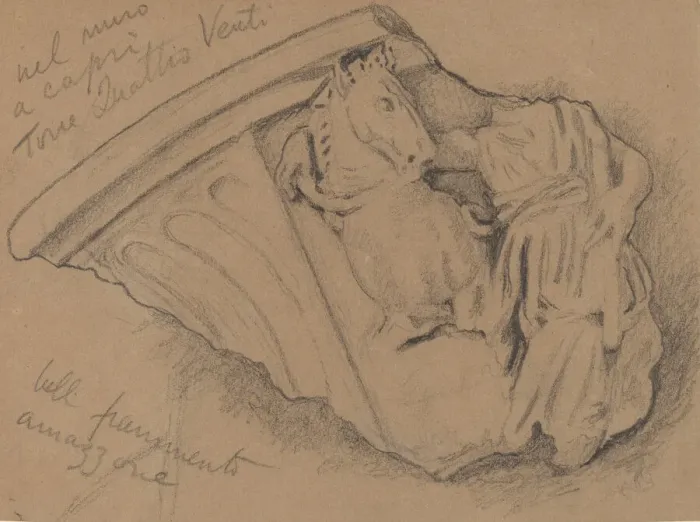 Framed Print : Sketch of a Fragment from a Wall in Capri, c. 1897. Creator: Elihu Vedder Framed Print : Sketch of a Fragment from a Wall in Capri, c. 1897. Creator: Elihu Vedder