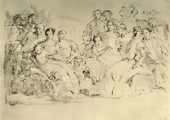 Framed Print : Sketch for a Group Portrait, mid 18th century, (1928). Artist: Giovanni Battista Tiepolo