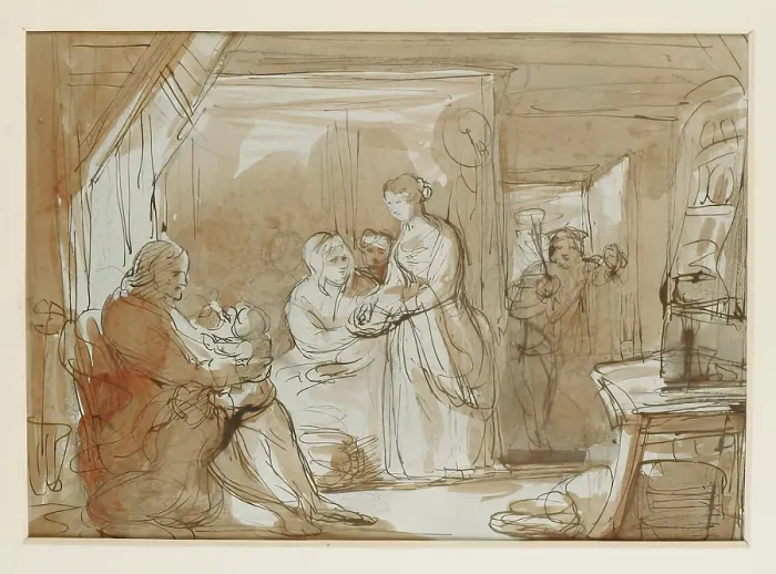 Framed Print : Sketch for a Highland Interior with Figures, c1845. Creator: John Phillip Framed Print : Sketch for a Highland Interior with Figures, c1845. Creator: John Phillip