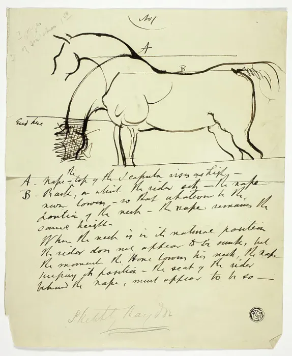 Framed Print : Sketch of Horse with Notations, n.d. Creator: Benjamin Robert Haydon Framed Print : Sketch of Horse with Notations, n.d. Creator: Benjamin Robert Haydon