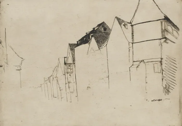 Framed Print : Sketch of Houses, 1858. Creator: James Abbott McNeill Whistler Framed Print : Sketch of Houses, 1858. Creator: James Abbott McNeill Whistler
