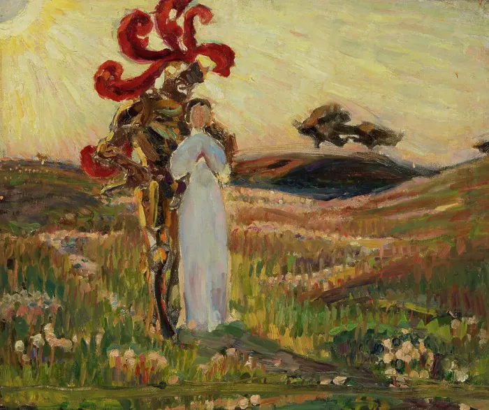 Framed Print : Sketch for The Knight and the Maid, 1894. Creator: Sven Richard Bergh Framed Print : Sketch for The Knight and the Maid, 1894. Creator: Sven Richard Bergh