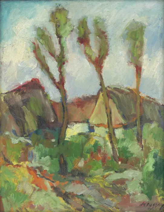 Framed Print : Sketch - landscape with poplars, 1933. Creator: Zolo Palugyay Framed Print : Sketch - landscape with poplars, 1933. Creator: Zolo Palugyay