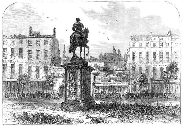 Framed Print : A sketch in Leicester-Square, 1868. Creator: Unknown Framed Print : A sketch in Leicester-Square, 1868. Creator: Unknown