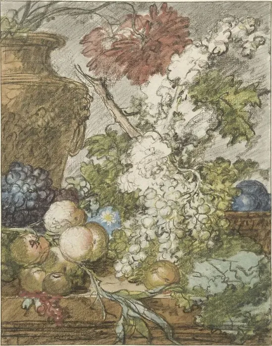 Framed Print : Sketch for a Still Life of Fruit and Flowers, c.1725-c.1735. Creator: Jan van Huysum Framed Print : Sketch for a Still Life of Fruit and Flowers, c.1725-c.1735. Creator: Jan van Huysum