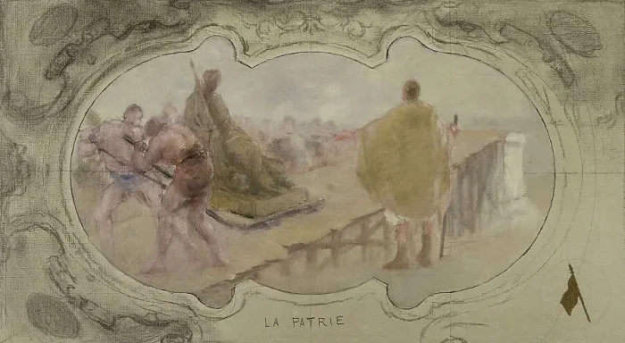 Framed Print : Sketch for the Lobau gallery of the Hotel de Ville in Paris: The homeland, 1890. Creator: Jean Pierre Victor Mazies Framed Print : Sketch for the Lobau gallery of the Hotel de Ville in Paris: The homeland, 1890. Creator: Jean Pierre Victor Mazies