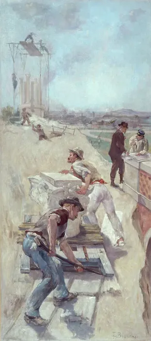Framed Print : Sketch for the Lobau gallery of the Hotel de Ville in Paris: Works to establish a square, c1890. Creator: Emile-Henri Blanchon Framed Print : Sketch for the Lobau gallery of the Hotel de Ville in Paris: Works to establish a square, c1890. Creator: Emile-Henri Blanchon