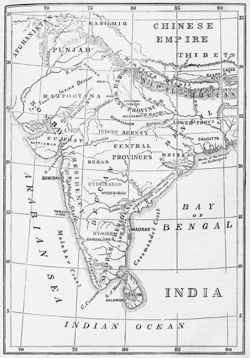 Framed Print : Sketch Map of India, c1891. Creator: James Grant Framed Print : Sketch Map of India, c1891. Creator: James Grant