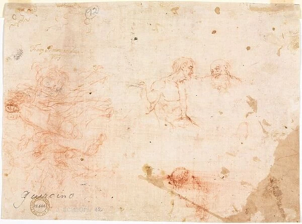 Sketch of Two Men and Other Various Figures (verso), 1600s. Creator: Unknown
