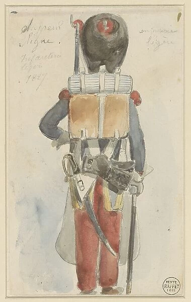 Sketch of military uniform, 1827. Creator: Auguste Raffet