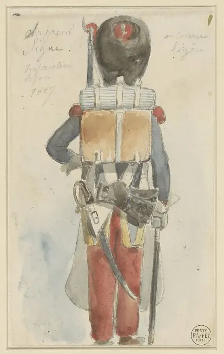 Framed Print : Sketch of military uniform, 1827. Creator: Auguste Raffet Framed Print : Sketch of military uniform, 1827. Creator: Auguste Raffet
