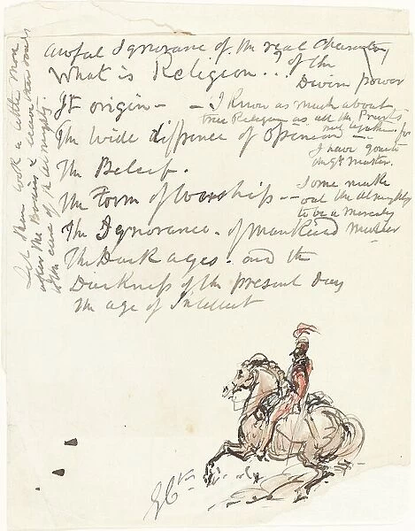 Sketch of Mounted Hussar. Creator: George Cruikshank