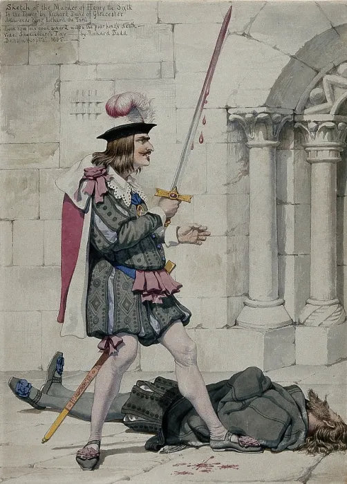 Framed Print : Sketch of the Murder of Henry the Sixth In the Tower by Richard Duke of Gloucester... 1853. Creator: Richard Dadd Framed Print : Sketch of the Murder of Henry the Sixth In the Tower by Richard Duke of Gloucester... 1853. Creator: Richard Dadd