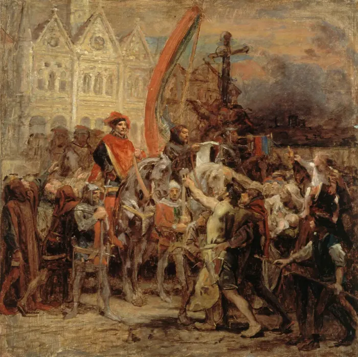 Framed Print : Sketch for a painting: Etienne Marcel and the Great Ordinance of 1357, c1883. Creator: Diogene Ulyssee Napoleon Maillart Framed Print : Sketch for a painting: Etienne Marcel and the Great Ordinance of 1357, c1883. Creator: Diogene Ulyssee Napoleon Maillart