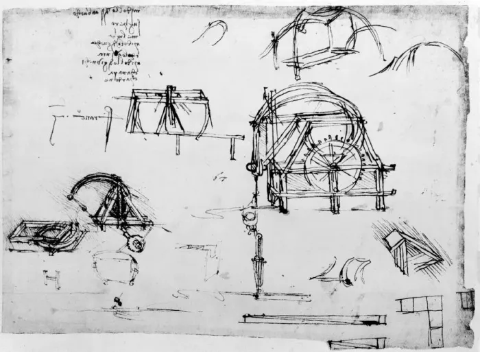 Framed Print : Sketch of a perpetual motion device designed by Leonardo da Vinci, c1472-1519. Artist: Leonardo da Vinci Framed Print : Sketch of a perpetual motion device designed by Leonardo da Vinci, c1472-1519. Artist: Leonardo da Vinci