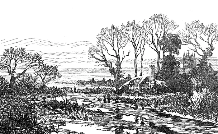 Framed Print : Sketch of a picture in the Royal Academy Exhibition: February Fill Dyke, B. W. Leader, 1881. Creator: Unknown Framed Print : Sketch of a picture in the Royal Academy Exhibition: February Fill Dyke, B. W. Leader, 1881. Creator: Unknown