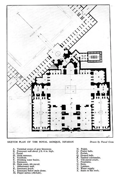Sketch plan of the Royal Mosque, Isfahan, 1931. Artist: Pascal Coste