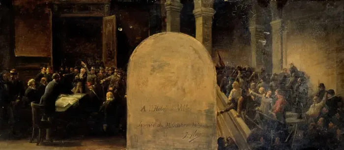Framed Print : Sketch for the prefect's cabinet at the Hotel de Ville in Paris: Invasion of the Hotel de... 1889. Creator: Jean-Baptiste Noro Framed Print : Sketch for the prefect's cabinet at the Hotel de Ville in Paris: Invasion of the Hotel de... 1889. Creator: Jean-Baptiste Noro