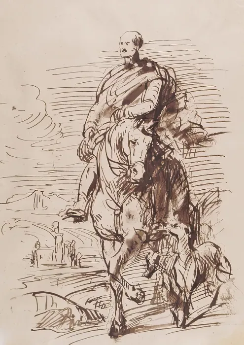 Framed Print : Sketch for the Prince Consort Mounted on Horseback, c1859. Creator: John Phillip Framed Print : Sketch for the Prince Consort Mounted on Horseback, c1859. Creator: John Phillip