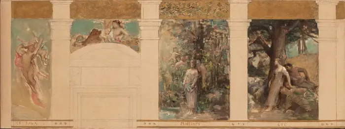 Framed Print : Sketch for the reception hall of the town hall in the 4th arrondissement: Day. Earth. Spring...1884. Creator: Leon Francois Comerre Framed Print : Sketch for the reception hall of the town hall in the 4th arrondissement: Day. Earth. Spring...1884. Creator: Leon Francois Comerre