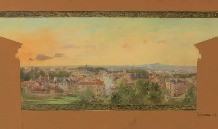 Framed Print : Sketch for the reception hall at the town hall of Vanves: Panorama of Vanves, 1902. Creator: Pierre Vauthier Framed Print : Sketch for the reception hall at the town hall of Vanves: Panorama of Vanves, 1902. Creator: Pierre Vauthier