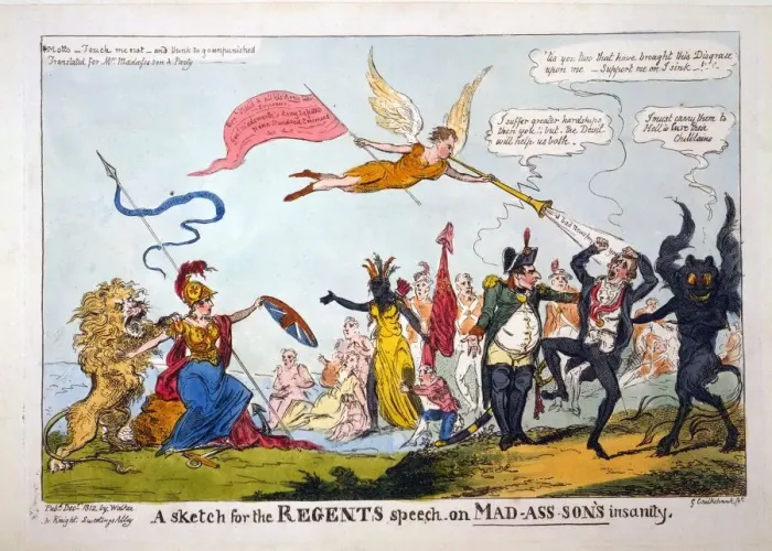 Framed Print : A Sketch for the Regents Speech on Mad-ass-sons Insanity, 1812 Framed Print : A Sketch for the Regents Speech on Mad-ass-sons Insanity, 1812