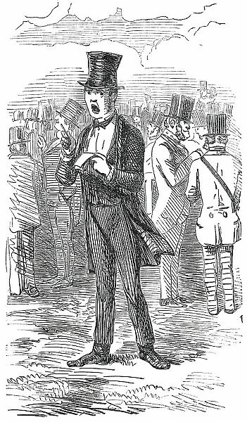 Sketch in the Ring - 'I'll Bet Against Clincher', 1850. Creator: John Leech. Sketch in the Ring - 'I'll Bet Against Clincher', 1850. Creator: John Leech