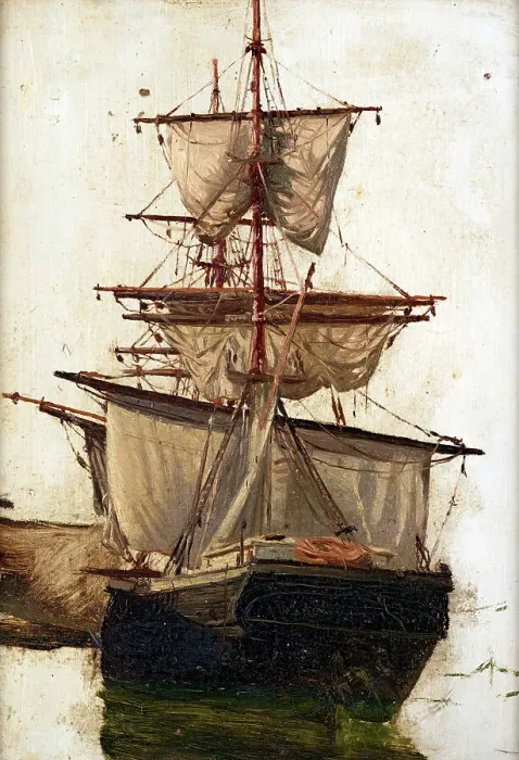 Framed Print : Sketch of a sailing ship no. 1, c1867-70. Creator: Petrus van der Velden Framed Print : Sketch of a sailing ship no. 1, c1867-70. Creator: Petrus van der Velden
