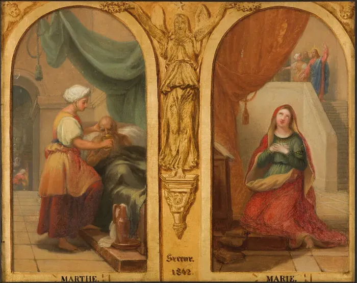 Framed Print : Sketch for the Saint-Elisabeth church (3rd arrondissement of Paris): Martha and Mary, 1842. Creator: Henri Auguste Calixte César Serrur Framed Print : Sketch for the Saint-Elisabeth church (3rd arrondissement of Paris): Martha and Mary, 1842. Creator: Henri Auguste Calixte César Serrur