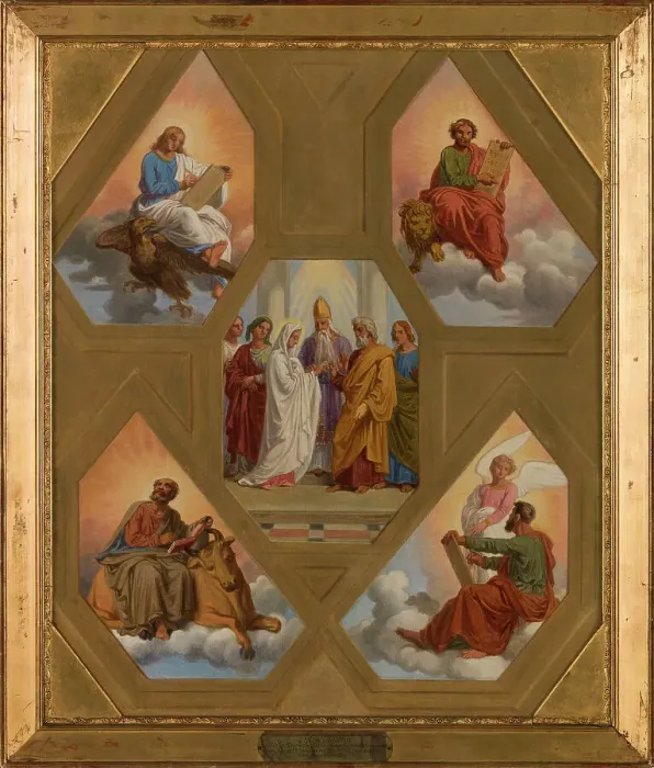 Framed Print : Sketch for the Saint-Jacques-du-Haut-Pas church: Marriage of the Virgin, 1851. Creator: Sébastien Louis Guillaume Norblin de la Gourdaine Framed Print : Sketch for the Saint-Jacques-du-Haut-Pas church: Marriage of the Virgin, 1851. Creator: Sébastien Louis Guillaume Norblin de la Gourdaine